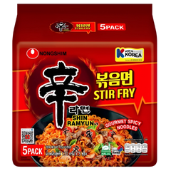 Kjøp Nongshim Shin Ramyun Stir-Fry Instant Noodles, 5x131g på nett - Fodda.no Asiatiske nettbutikk