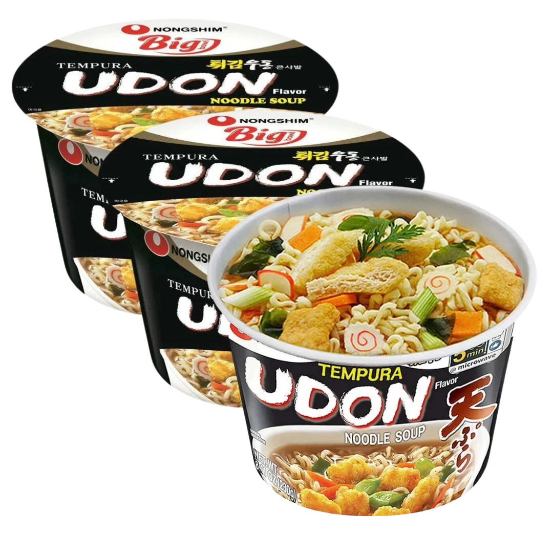 Kjøp Nongshim Tempura Udon Noodle Soup Bowl, 3x111g på nett - Fodda.no Asiatiske nettbutikk