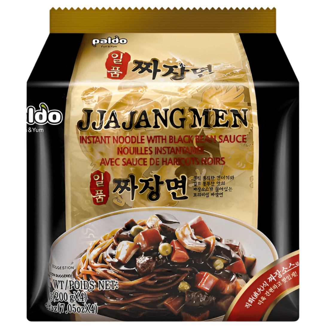 Kjøp Paldo Jjajangmen Chajang Noodle 4-pakker, 800g på nett - Fodda.no Asiatiske nettbutikk