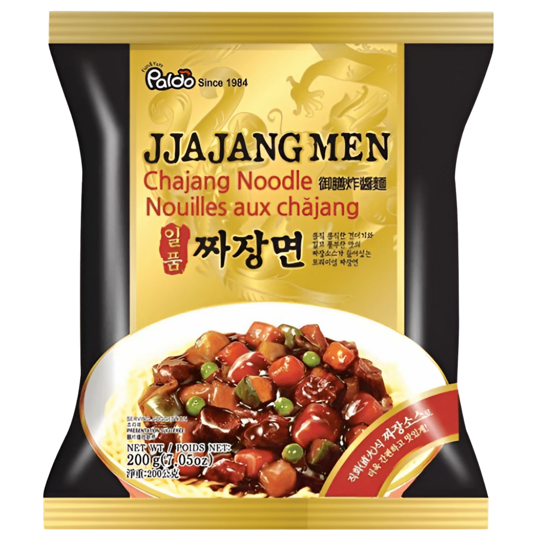 Kjøp Paldo Jjajangmen Chajang Noodle 4-pakker, 800g på nett - Fodda.no Asiatiske nettbutikk