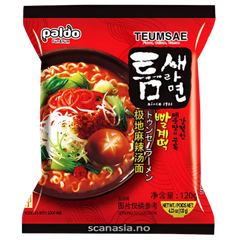 Kjøp Paldo Teumsae Ramyun Rich Hot & Spicy flavour, 120g på nett - Fodda.no Asiatiske nettbutikk