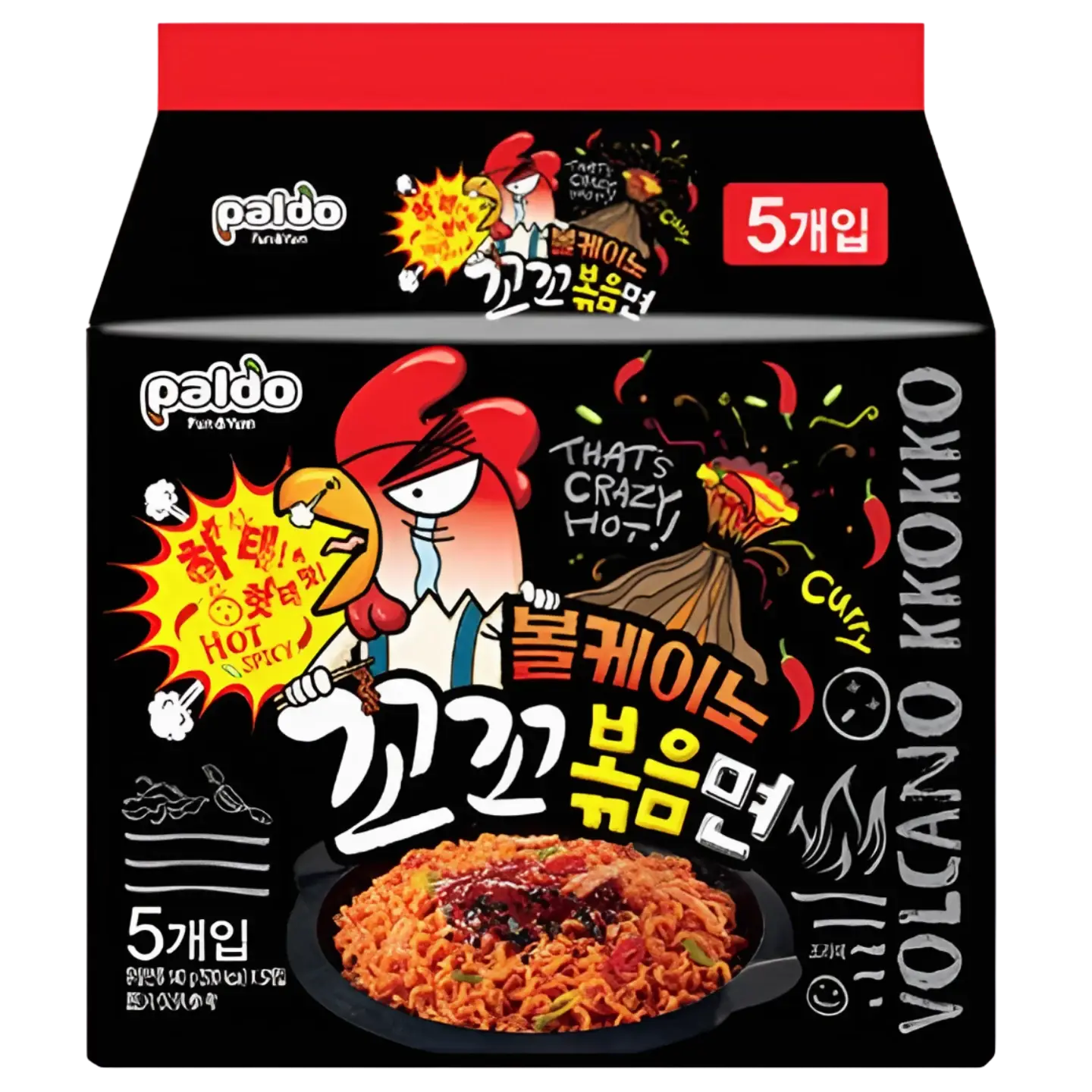 Kjøp Paldo Volcano Chicken Noodle Extreme Spicy!, 4x140g (560g) på nett - Fodda.no Asiatiske nettbutikk