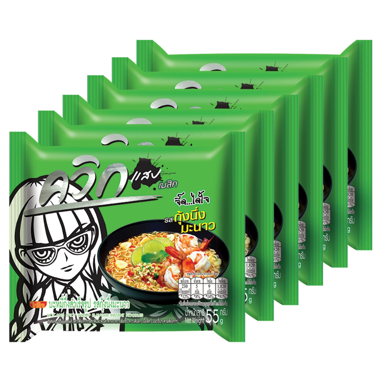 Kjøp Quick Instant Noodles - Hot and Spicy Shrimp Flavour, 6x55g på nett - Fodda.no Asiatiske nettbutikk