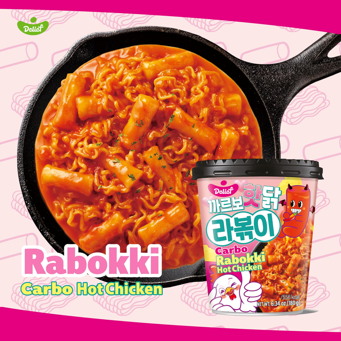 Kjøp Rabokki Carbonara Hot Chicken Flavour Cup - Delief, 180g - Fodda.no Asiatisk Nettbutikk - Rask levering i hele Norge