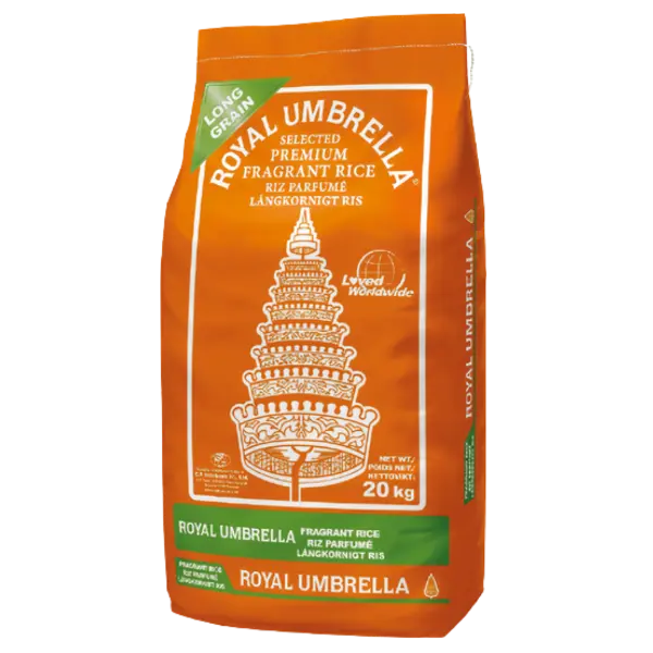 Kjøp Royal Umbrella Selected Premium Fragrant Rice (Long Grain), 20kg på nett - Fodda.no Asiatiske nettbutikk