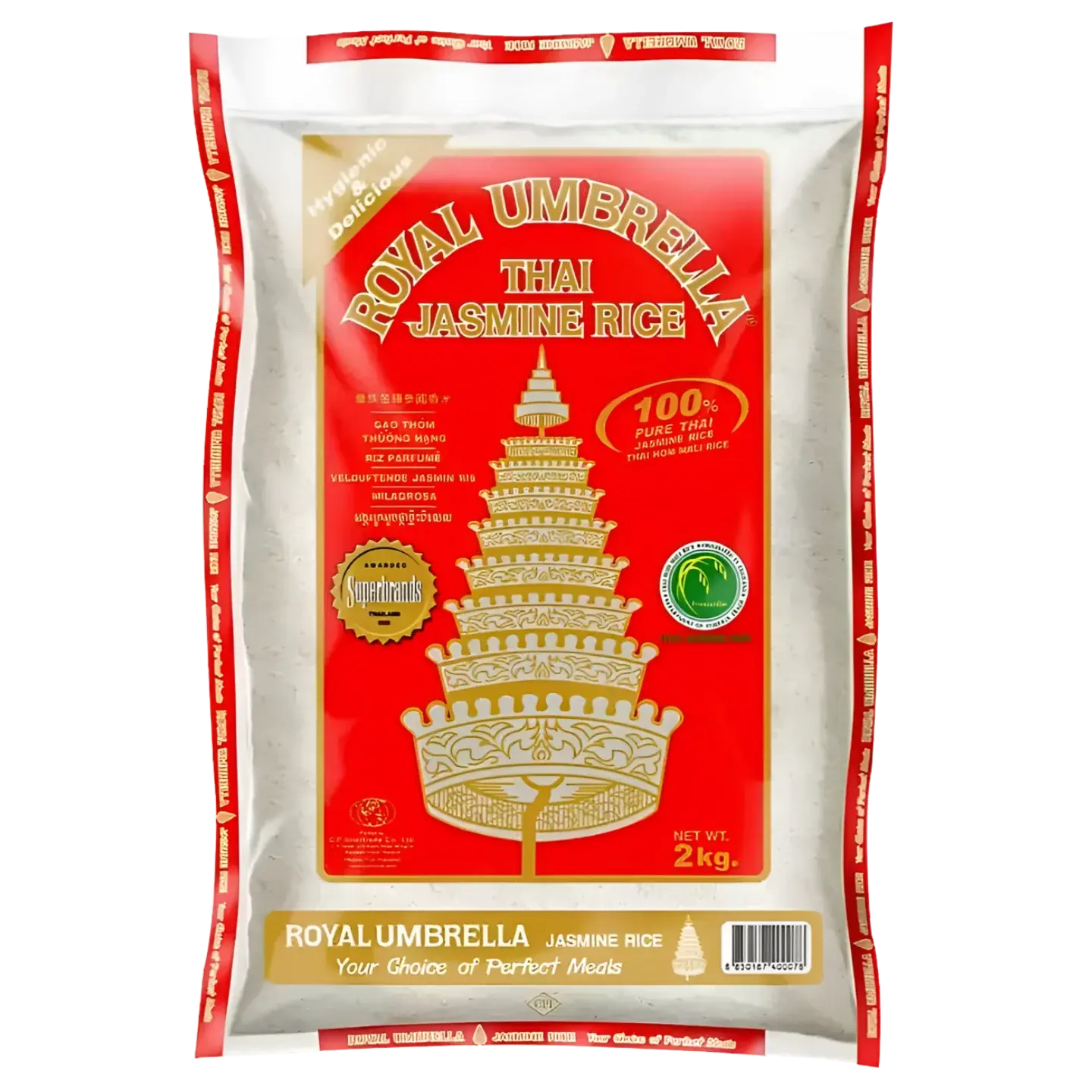 Kjøp Royal Umbrella Thai Jasmine Rice, 2kg på nett - Fodda.no Asiatiske nettbutikk