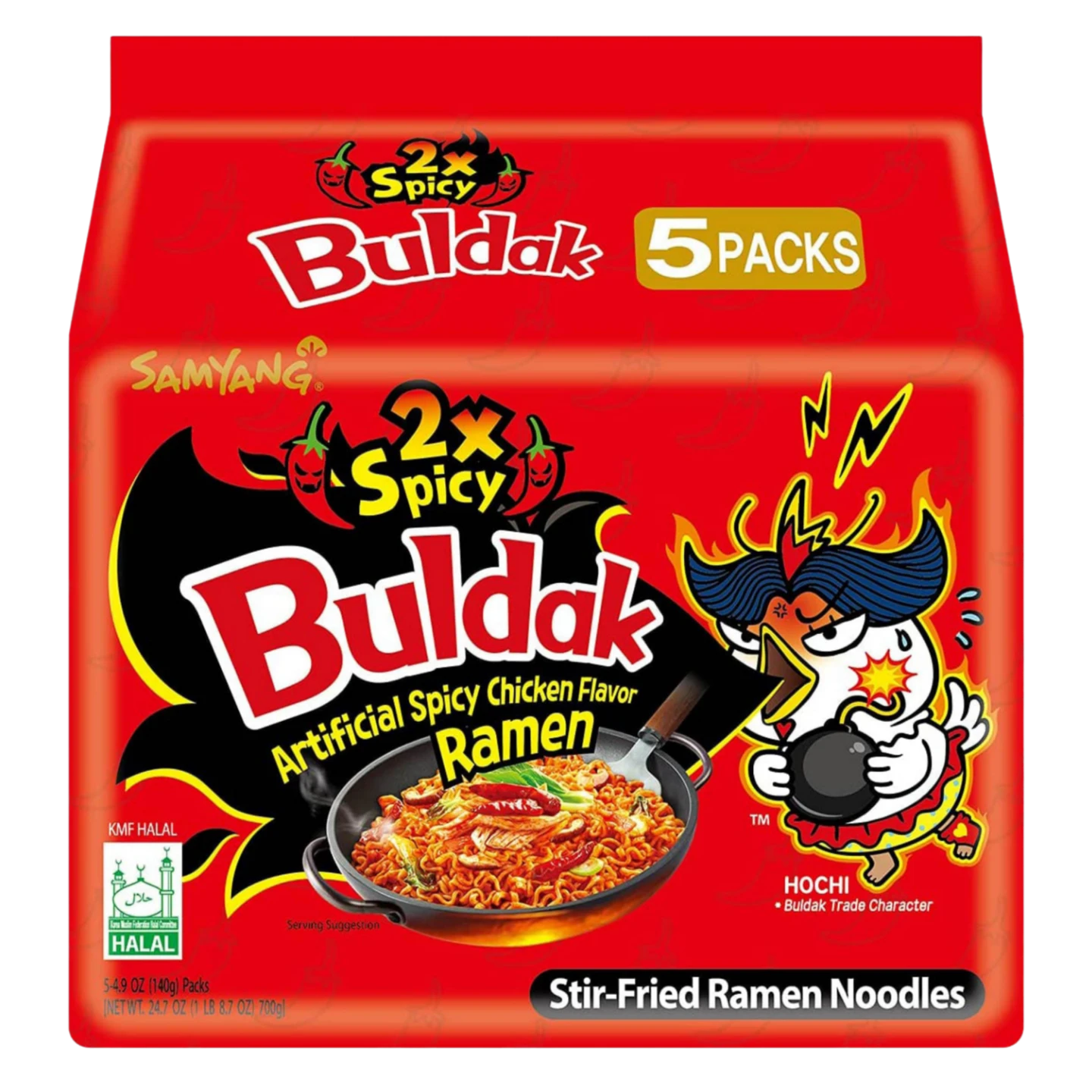 Kjøp Samyang Buldak 2x Spicy Hot Chicken Ramen Noodles Multipack, 5x140g (700g) på nett - Fodda.no Asiatiske nettbutikk