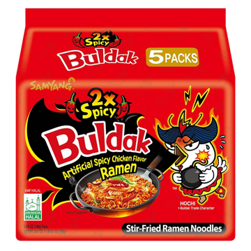 Kjøp Samyang Buldak 2x Spicy Hot Chicken Ramen Noodles Multipack, 5x140g (700g) på nett - Fodda.no Asiatiske nettbutikk