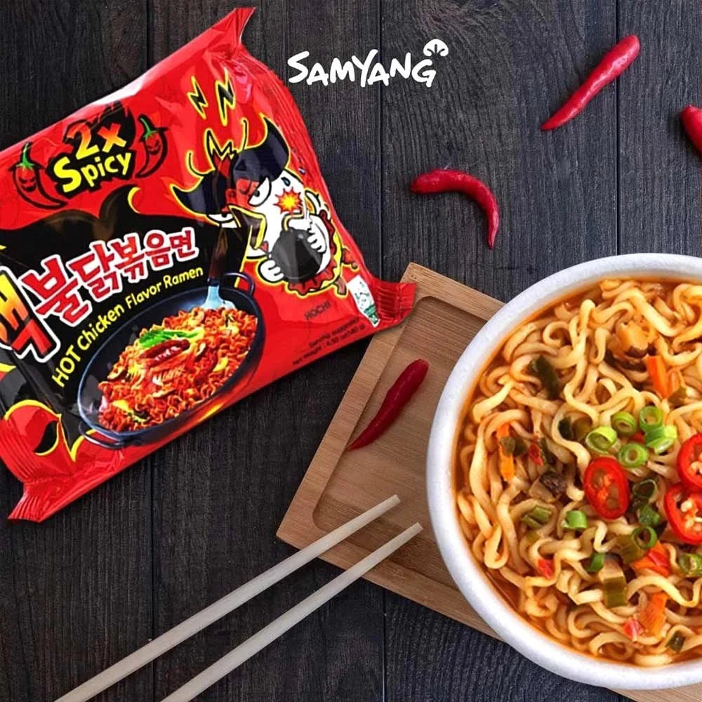 Kjøp Samyang Buldak 2x Spicy Hot Chicken Ramen Noodles Multipack, 5x140g (700g) på nett - Fodda.no Asiatiske nettbutikk