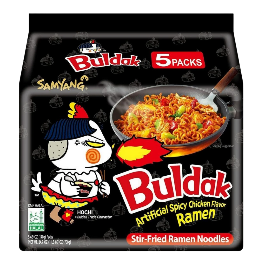 Kjøp Samyang Buldak Hot Spicy Chicken Ramen, 5x140g (700g) på nett - Fodda.no Asiatiske nettbutikk