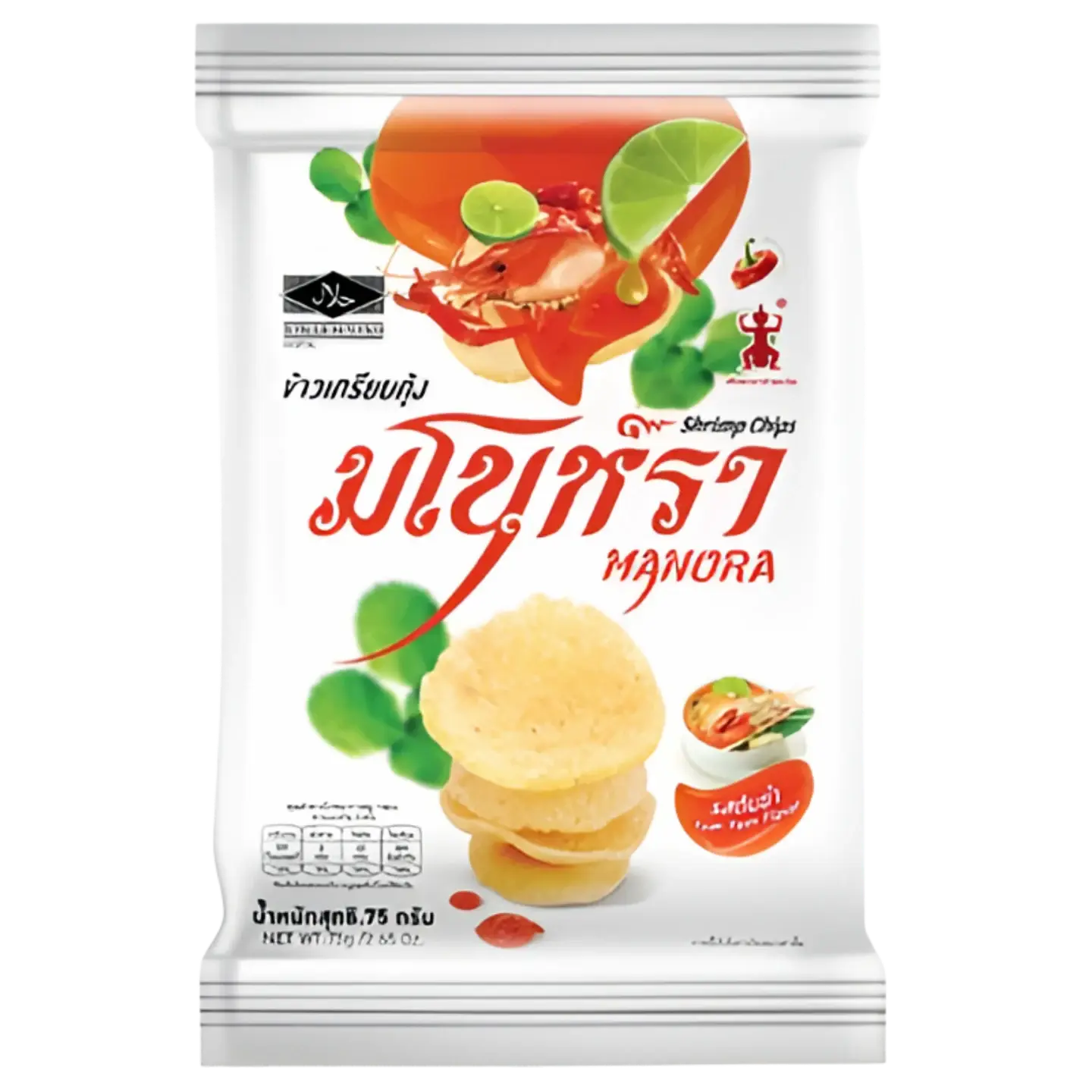 Kjøp Shrimp Chips Tom Yum Flavour - Manora, 75g på nett - Fodda.no Asiatiske nettbutikk