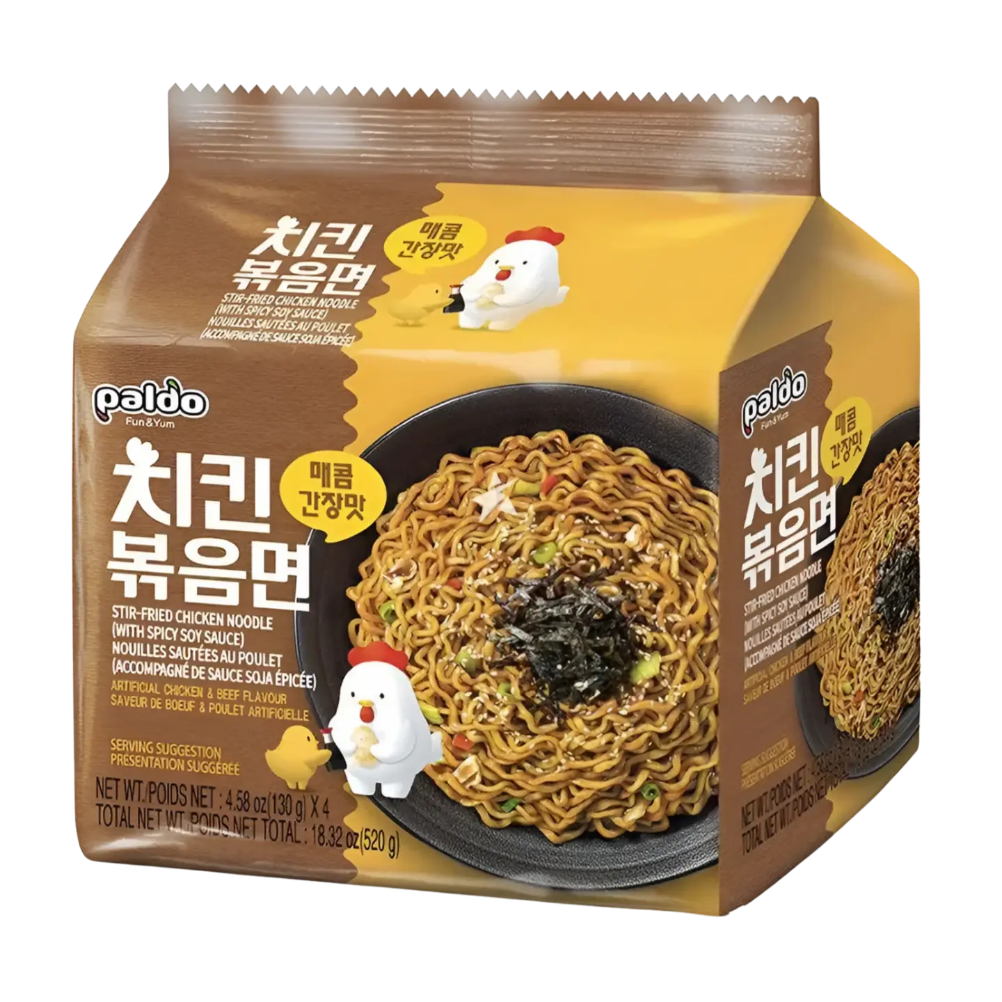 Kjøp Stir-Fried Chicken Noodle (With Spicy Soy Sauce) - Paldo, 4x130g på nett - Fodda.no Asiatiske nettbutikk