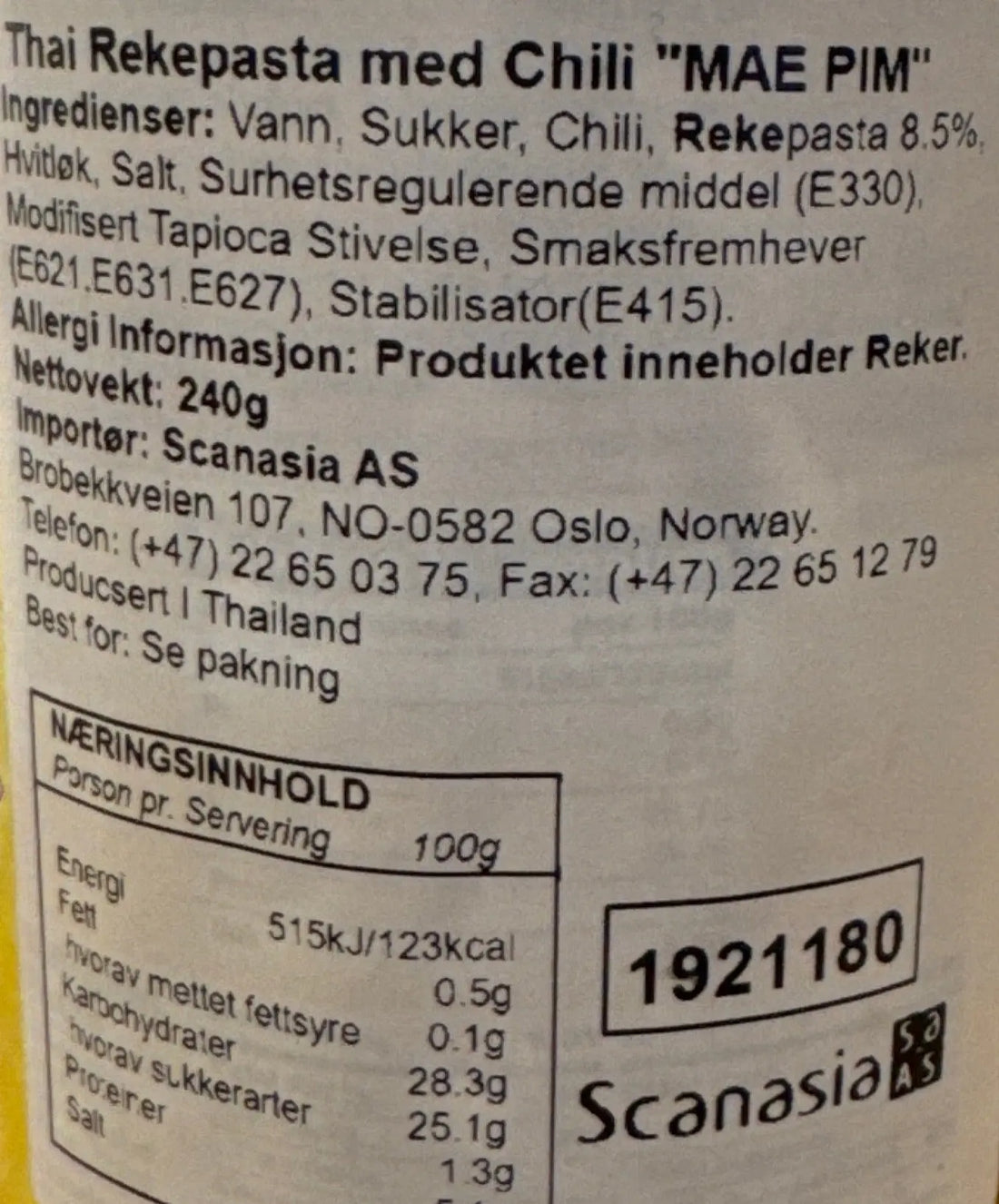 Kjøp Thai Shrimp Paste With Chili - MAE PIM, 240g på nett - Fodda.no Asiatiske nettbutikk