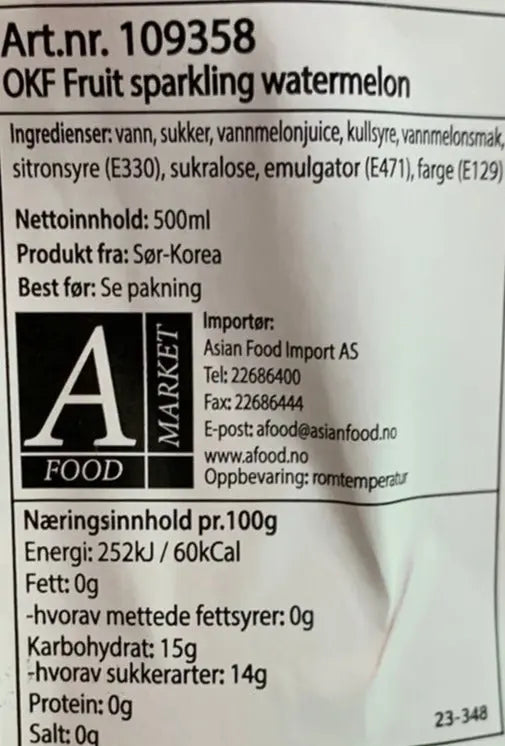 Kjøp Watermelon Sparkling - OKF, 500ml på nett - Fodda.no Asiatiske nettbutikk
