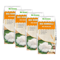 Kjøp We Greens Rice Vermicelli (เส้นขนมจีนเวียดนาม) 0,8mm, 4x375g på nett - Fodda.no Asiatiske nettbutikk