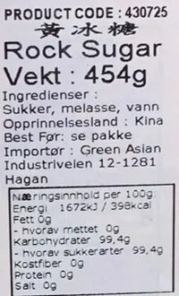 Kjøp Yellow Rock Sugar - Fung Shing, 454g på nett - Fodda.no Asiatiske nettbutikk