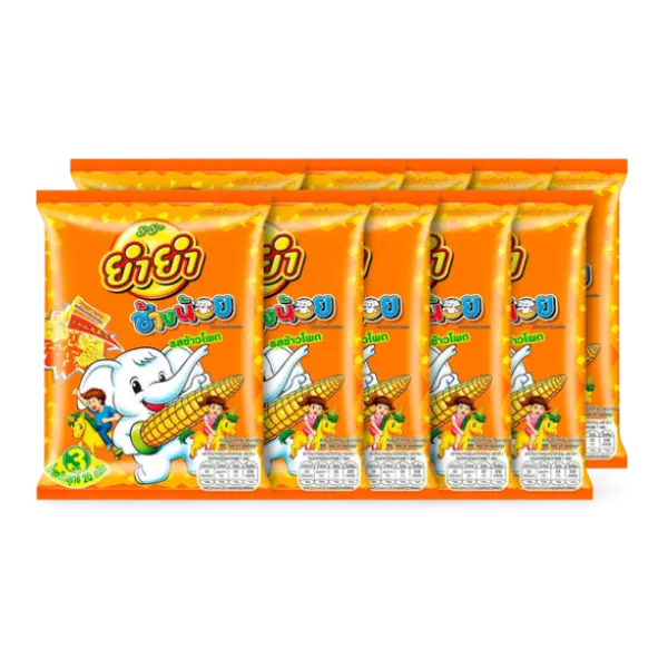 Kjøp YumYum Changnoi Corn Flavour Noodle Snack, 12x20g (240g) på nett - Fodda.no Asiatiske nettbutikk