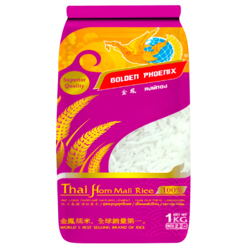 Kjøp Thai Hom Mali Rice (Jasmine rice) - Golden Phoenix, 1kg - Fodda.no Asiatisk Nettbutikk - Rask levering i hele Norge