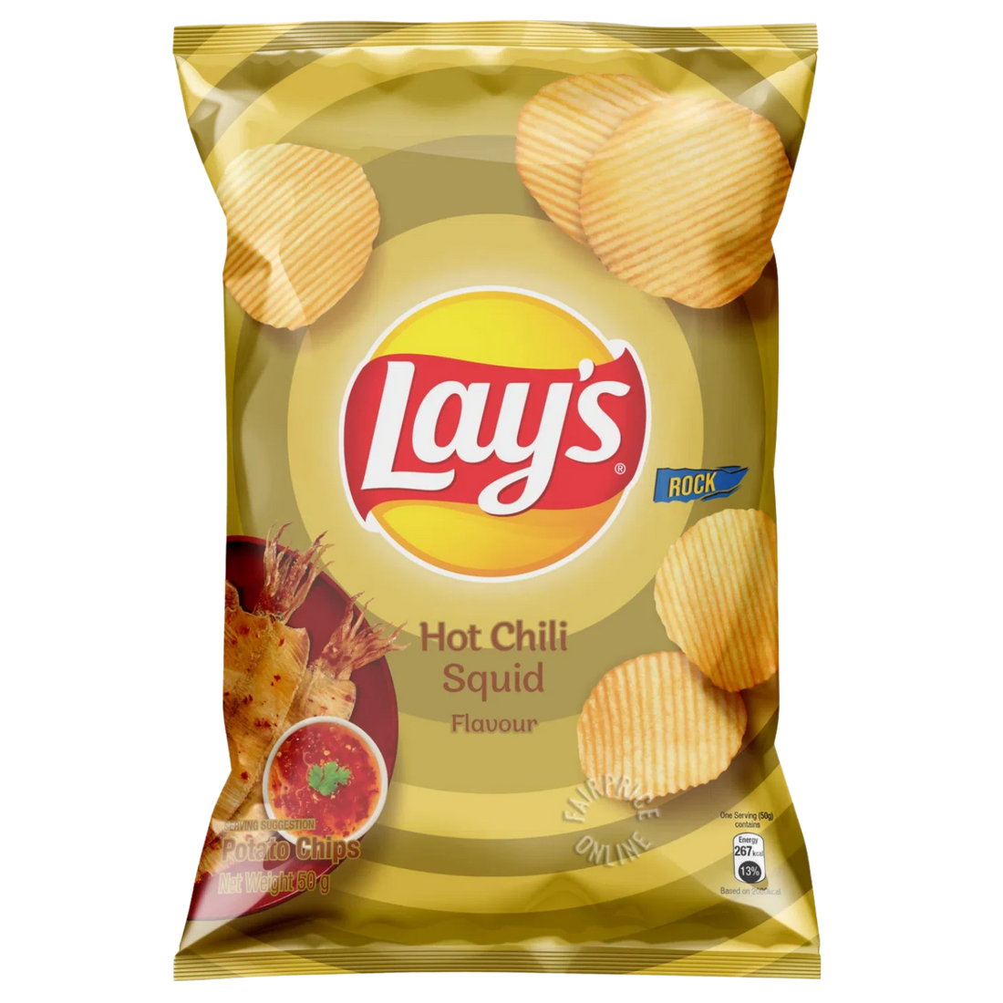 Kjøp Lay’s Ridget Potato Chips Hot Chili Squid Flavor, 48g - Fodda.no Asiatisk Nettbutikk - Rask levering i hele Norge