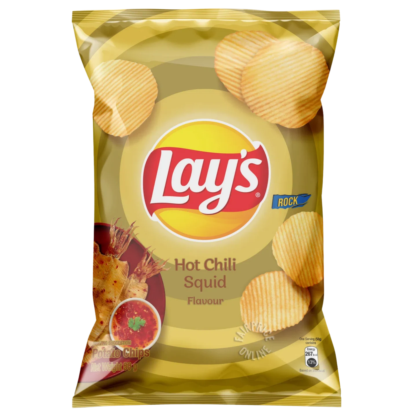 Kjøp Lay’s Ridget Potato Chips Hot Chili Squid Flavor, 48g - Fodda.no Asiatisk Nettbutikk - Rask levering i hele Norge