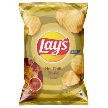 Kjøp Lay’s Ridget Potato Chips Hot Chili Squid Flavor, 48g - Fodda.no Asiatisk Nettbutikk - Rask levering i hele Norge